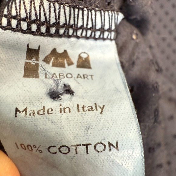 Labo Art Oversized Dress Womens Medium 2 Boxy Eyelet Poplin Shirt Dress Navy Dot - Picture 12 of 13